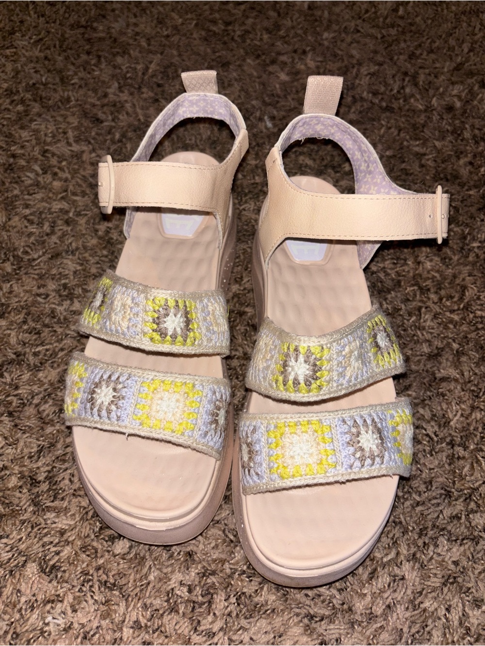 HeyDude Neutral Crochet Strap Sandals - Beige size 9